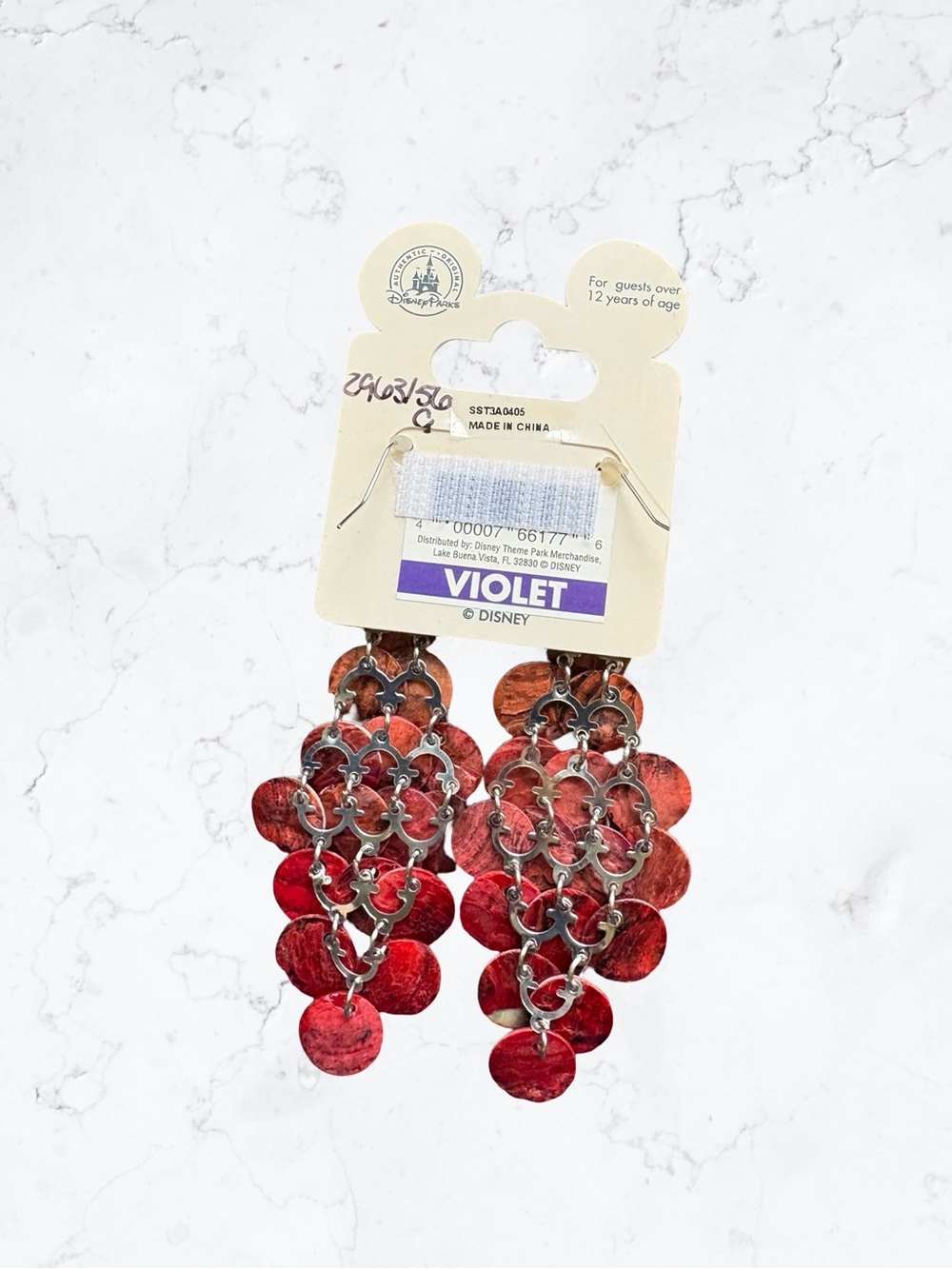 Disney Pink and Red Sequin Cascade Waterfall Drop Earrings - Picture 4 of 4